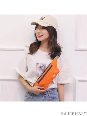 BagForLove - Compact Waterproof Fanny Pack: Mini Letter Graphics, Adjustable Strap, Earphone Port - Ideal for Sport