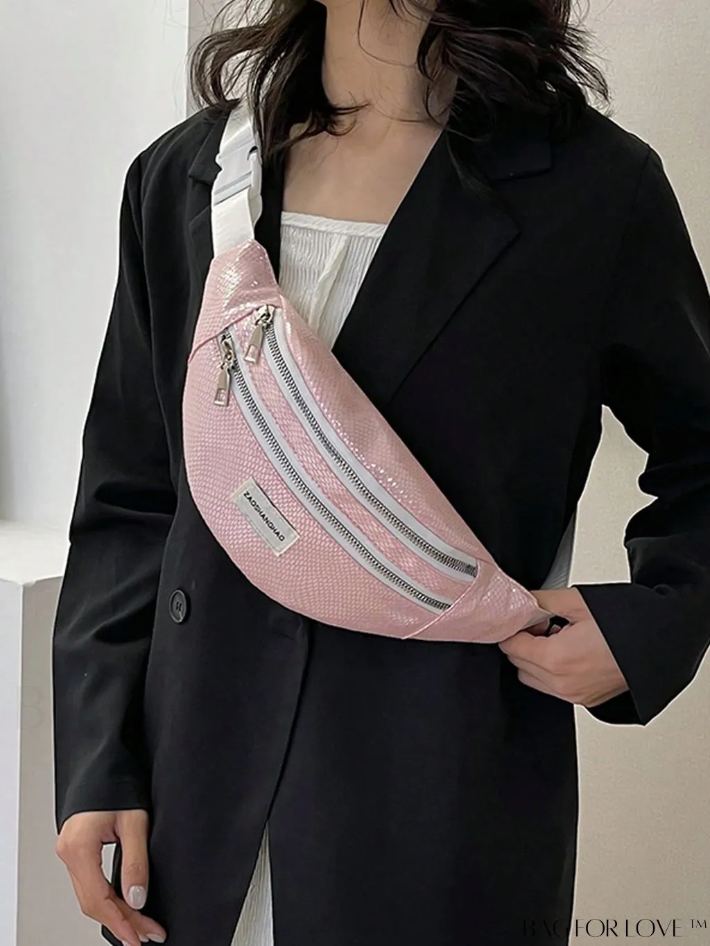 BagForLove - Embossed Geometric Letter Patch Fanny Pack - Stylish and Functional