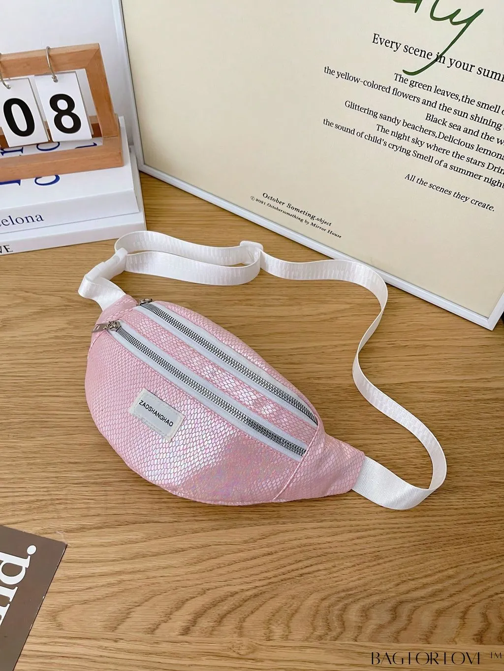 BagForLove - Embossed Geometric Letter Patch Fanny Pack - Stylish and Functional