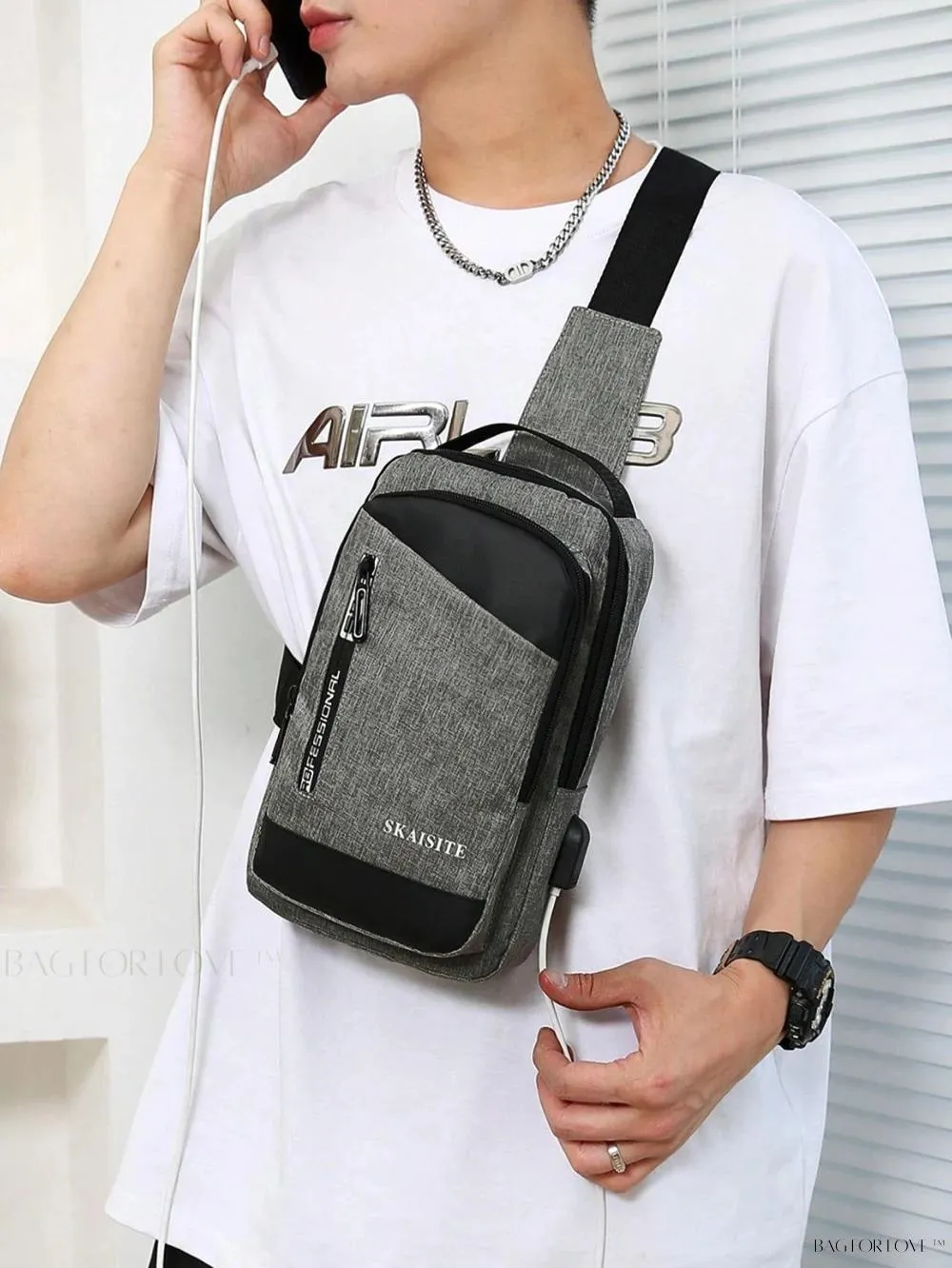 BagForLove - Multi-Functional Nylon Chest Bag with Charging Outlets