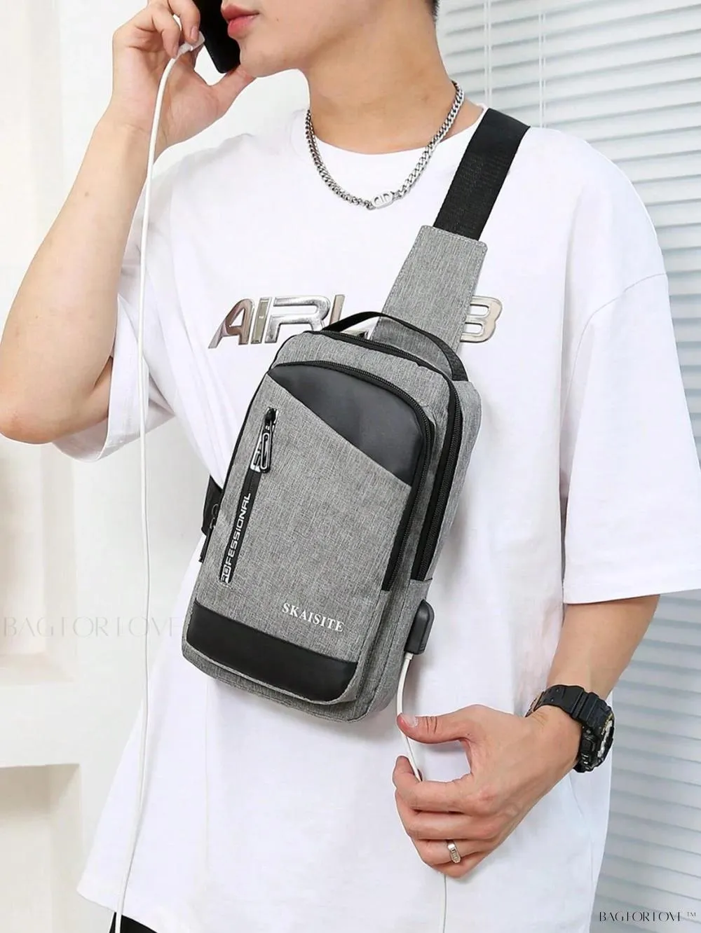 BagForLove - Multi-Functional Nylon Chest Bag with Charging Outlets