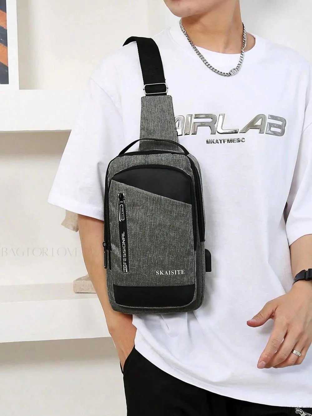 BagForLove - Multi-Functional Nylon Chest Bag with Charging Outlets