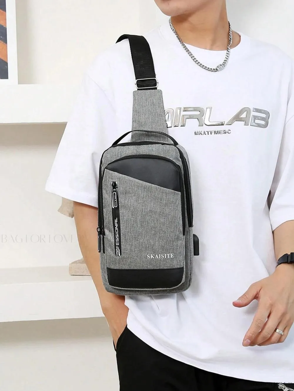 BagForLove - Multi-Functional Nylon Chest Bag with Charging Outlets