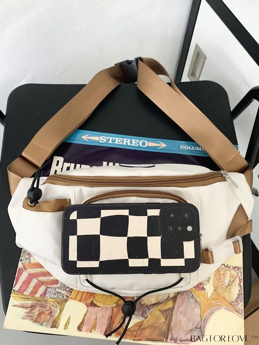 BagForLove - Stylish Letter Patch Fanny Pack with Spacious Drawstring Design