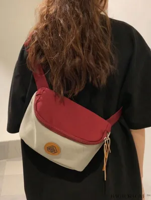BagForLove - Zip Front Two Tone Fanny Pack with Patch Detail