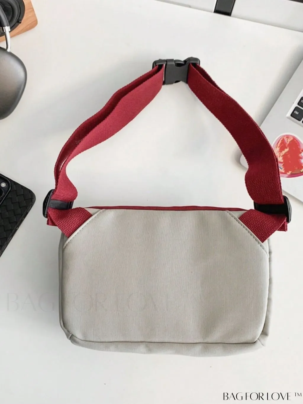 BagForLove - Zip Front Two Tone Fanny Pack with Patch Detail