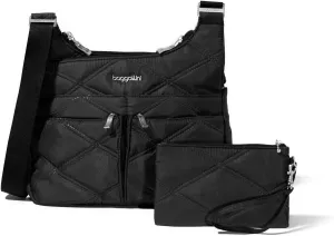 Baggallini Cross Over Crossbody Women 11x8.5 Medium Travel Bag Lightweight Water-Resistant Nylon Organized Handbag Purse