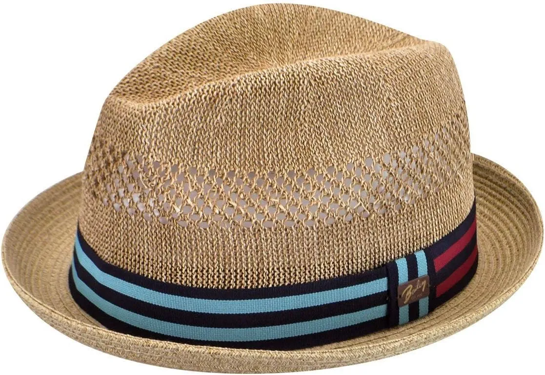Bailey of Hollywood Men's Berle Fedora Trilby Hat with Striped Band