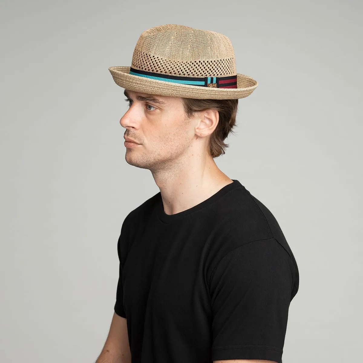 Bailey of Hollywood Men's Berle Fedora Trilby Hat with Striped Band