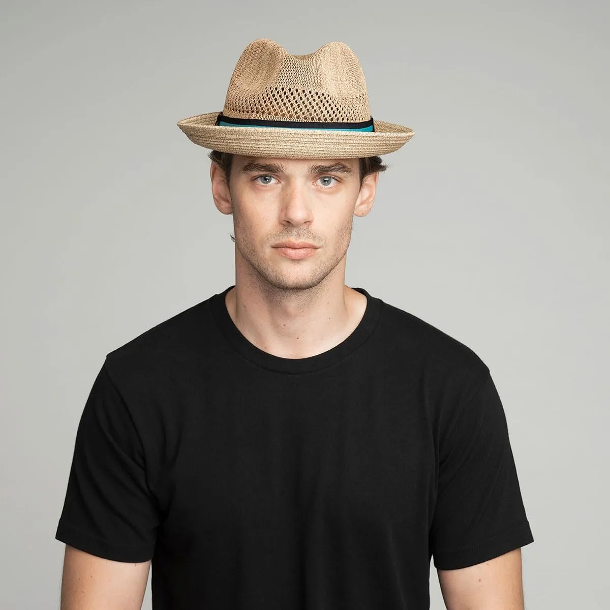 Bailey of Hollywood Men's Berle Fedora Trilby Hat with Striped Band