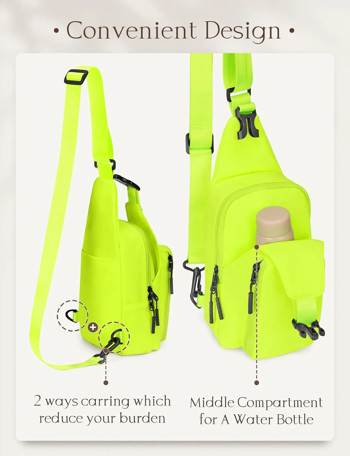 baleaf Daily Sling Bag Crossbody Backpack Adjustable Strap Shoulder Chest Daypack Casual Traveling Hiking Daily Green