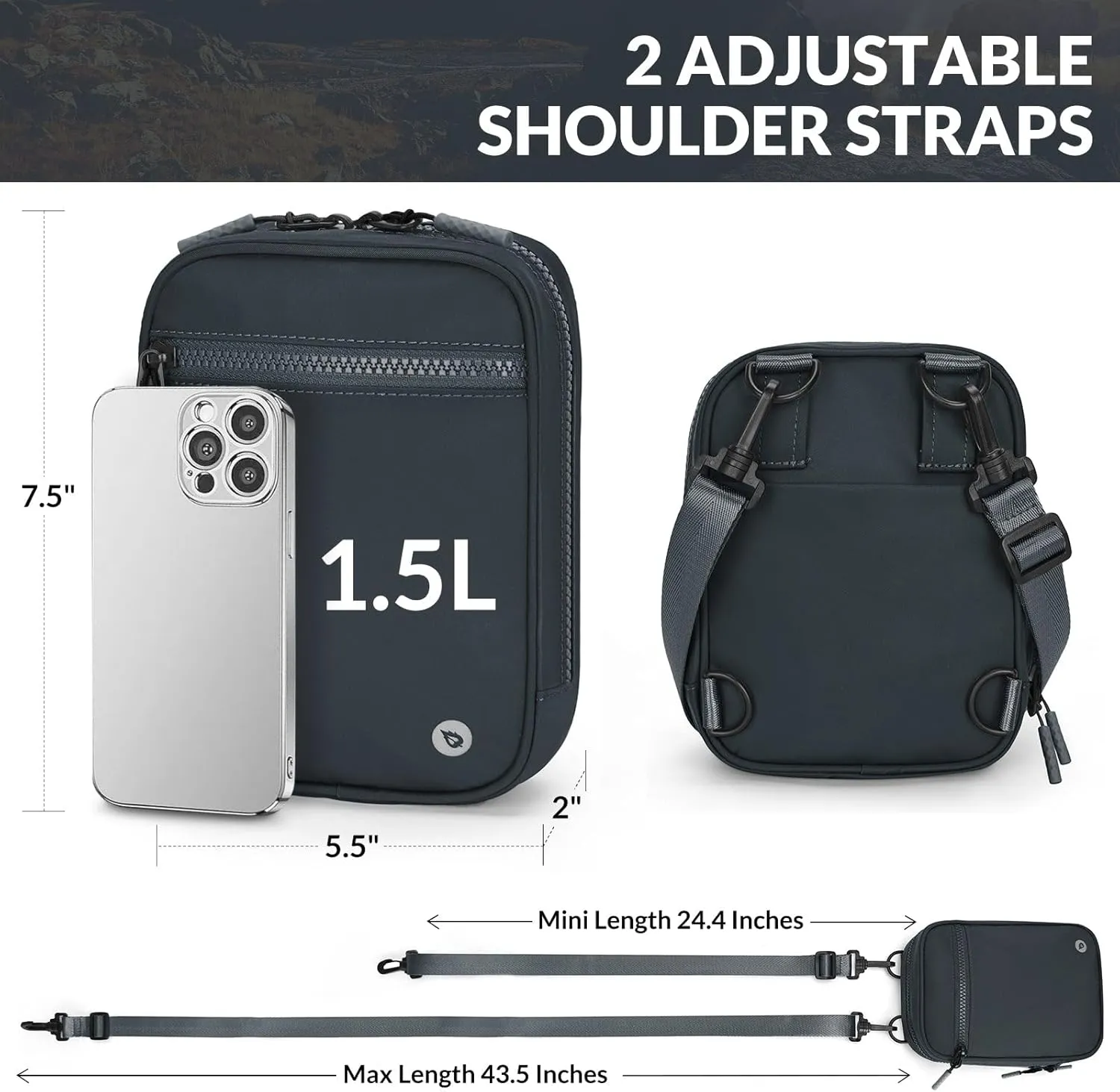BALEAF Small Crossbody Bag Sling Purse for Women Travel Fanny Pack Belt Bags Cross Body 1.5L Gray