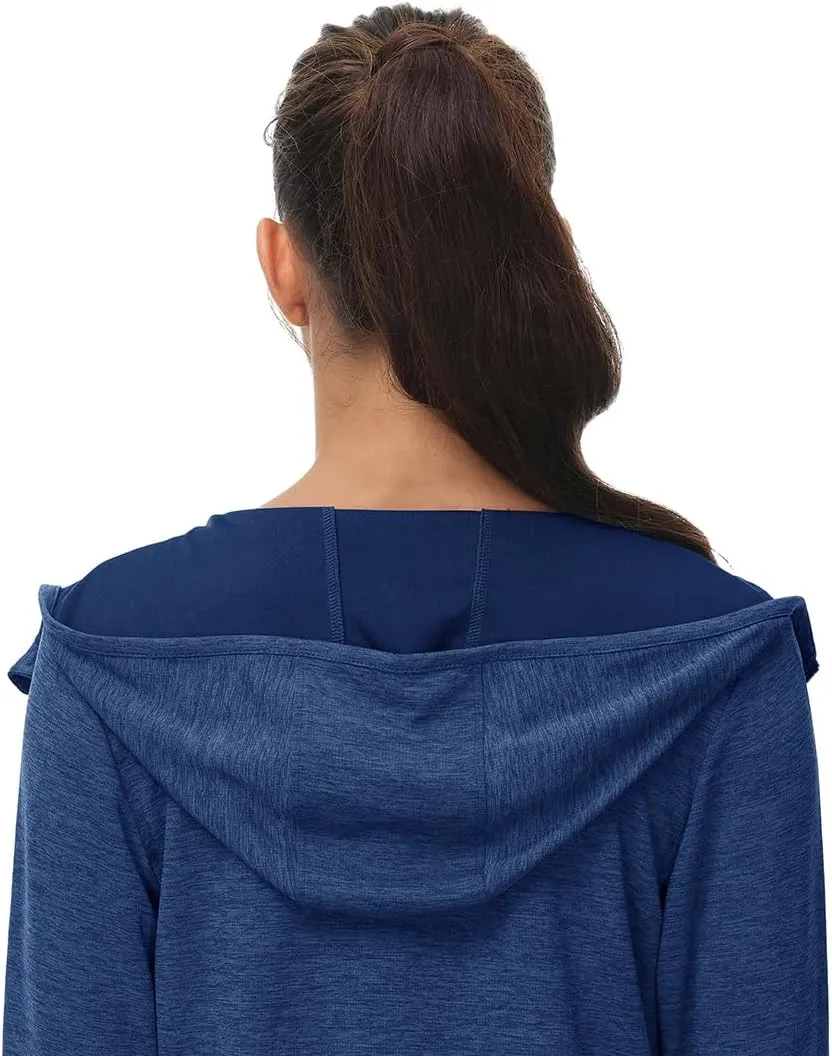 BASUDAM Women's Hiking Shirts Lightweight UPF 50  Sun Protection Open Zippered Outdoor Hoodie Jackets