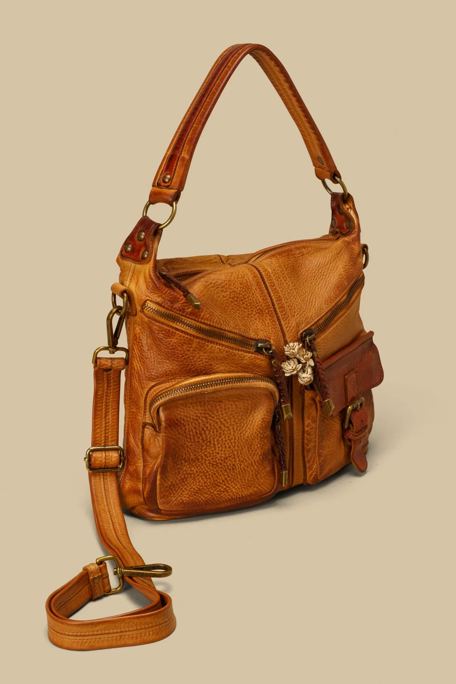 Bayside84 Multipocket Shoulder Bag - Cognac
