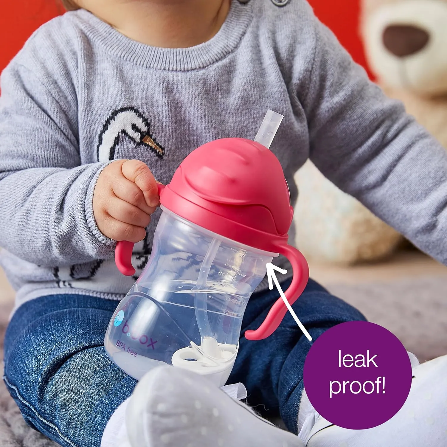 b.box Sippy Cup with Weighted Straw (2-pack). Drink from any Angle, Leak Proof, Spill Proof, Easy Grip. BPA Free, Dishwasher Safe. For Babies 6m  to Toddlers (tutti frutti   boysenberry, 8oz)