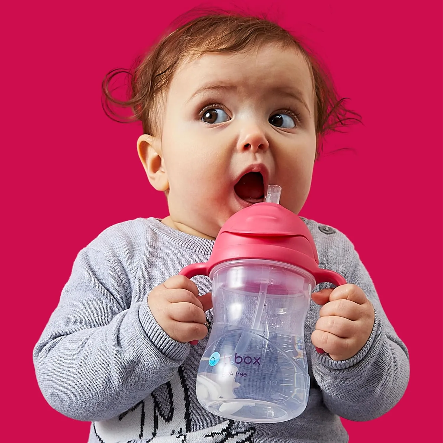 b.box Sippy Cup with Weighted Straw (2-pack). Drink from any Angle, Leak Proof, Spill Proof, Easy Grip. BPA Free, Dishwasher Safe. For Babies 6m  to Toddlers (tutti frutti   boysenberry, 8oz)