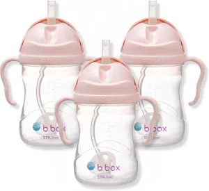b.box Sippy Cup with Weighted Straw (3-Pack). Leak Proof, Easy Grip. BPA Free & Dishwasher Safe. Ideal for Babies 6m  to Toddlers (Blush, 8oz)