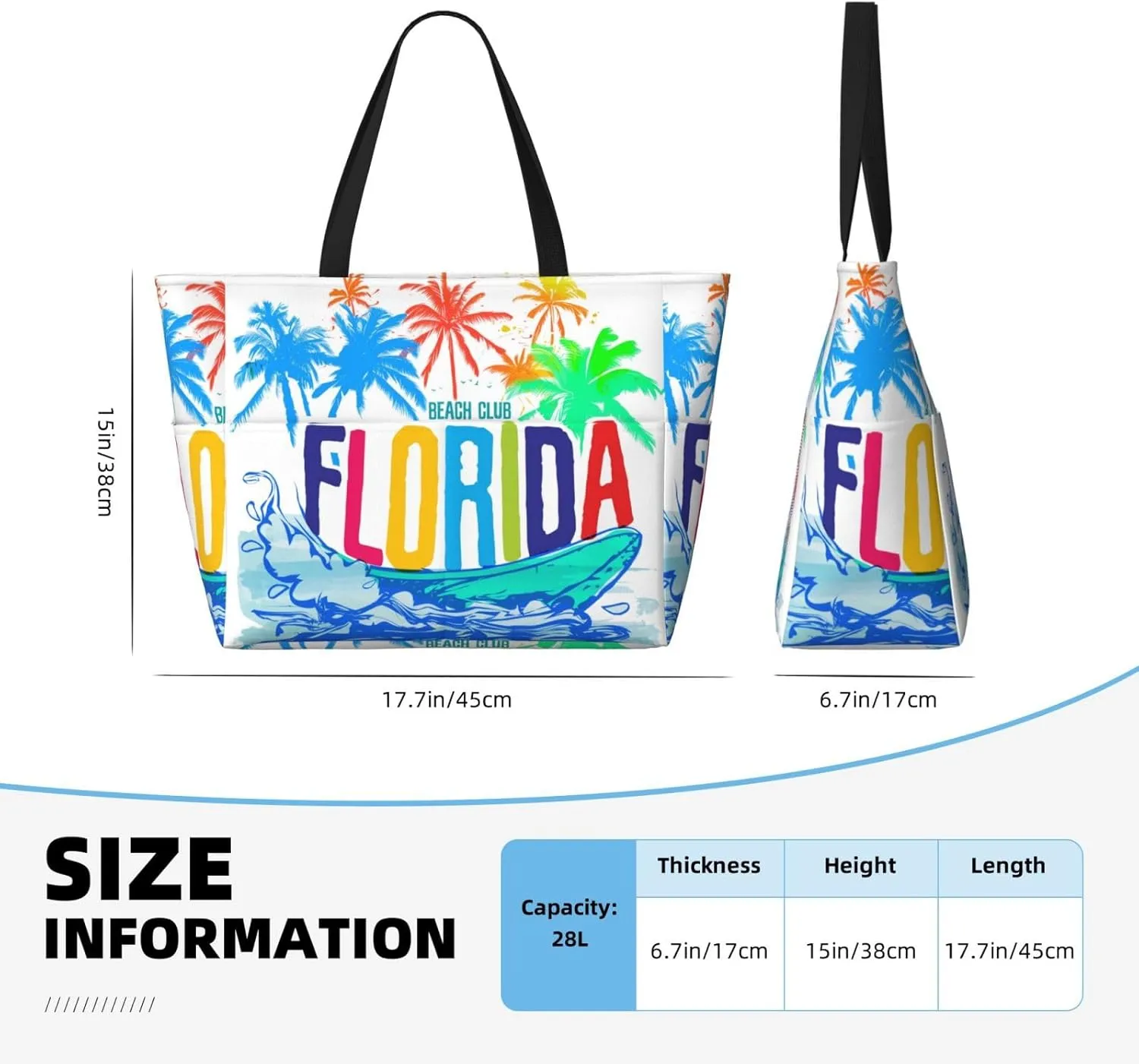 Beach Tote Bag for Women Beach Bag Waterproof and Sandproof Tote Bag with Wet Bag Large Travel Bag for Weekend Travel
