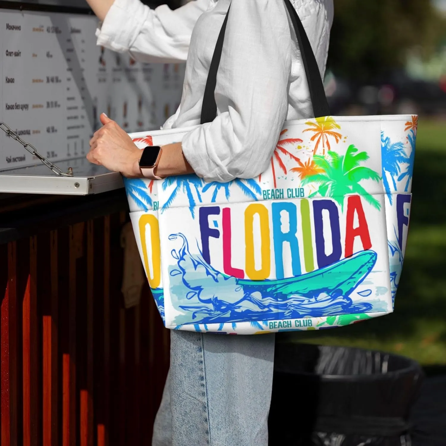 Beach Tote Bag for Women Beach Bag Waterproof and Sandproof Tote Bag with Wet Bag Large Travel Bag for Weekend Travel