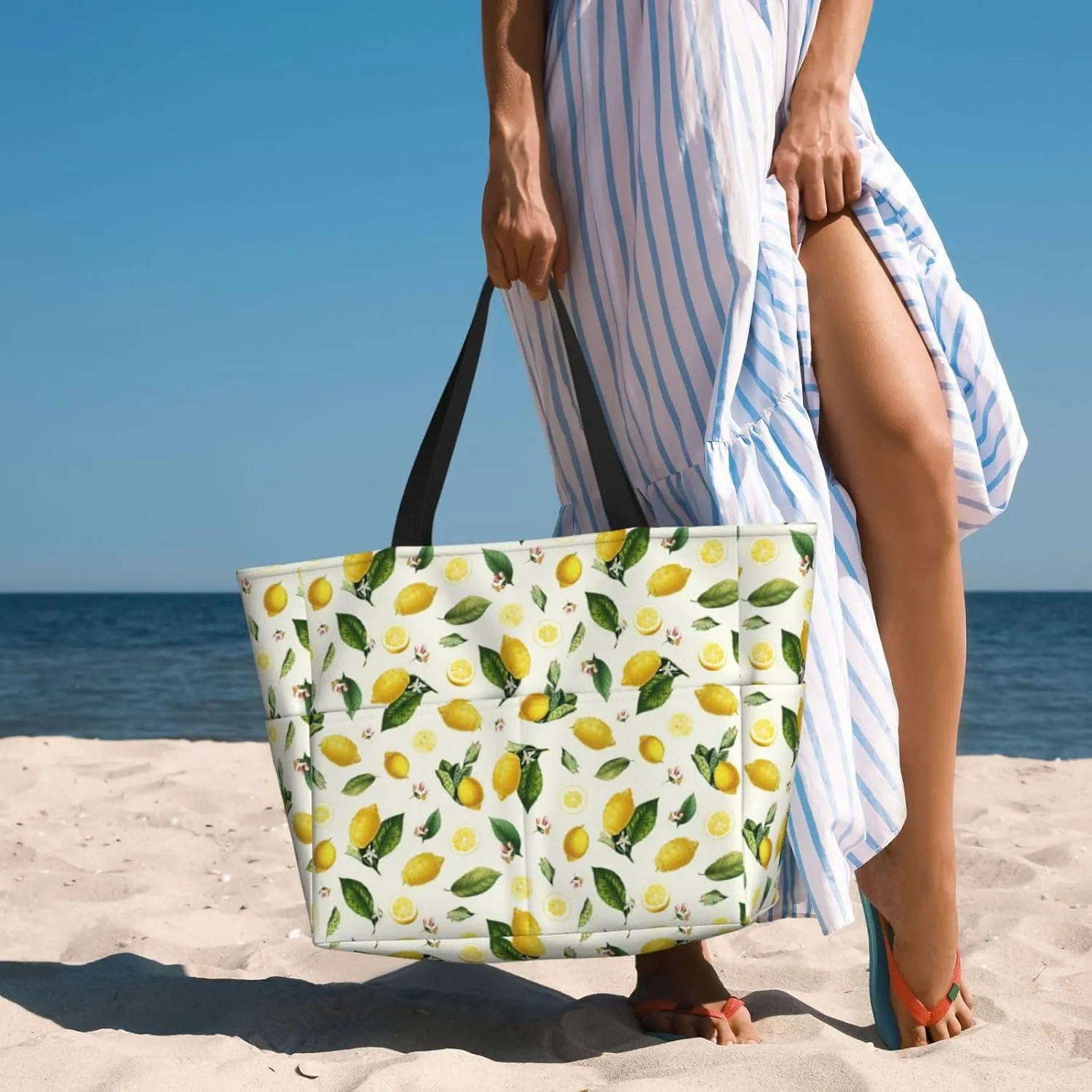 Beach Tote Bag for Women Beach Bag Waterproof and Sandproof Tote Bag with Wet Bag Large Travel Bag for Weekend Travel