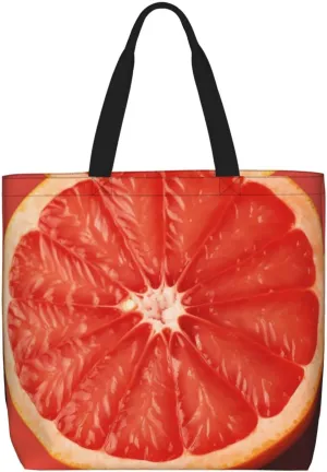 Beach Tote Bag for Women Grocery Bag Reusable Aesthetic Shopping Bags Pink ripe Grapefruit Slice Handbag