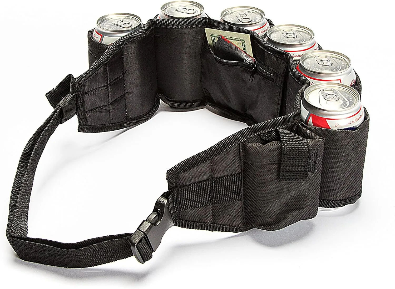 Beer Belt – Insulated 6-Pack Drink Holster with Adjustable Waist Strap, Buckle & Hidden Pocket – Holds 6 Cans or Bottles – Great for Parties, Tailgates, Game Nights & Outdoor Fun – Multiple Colors