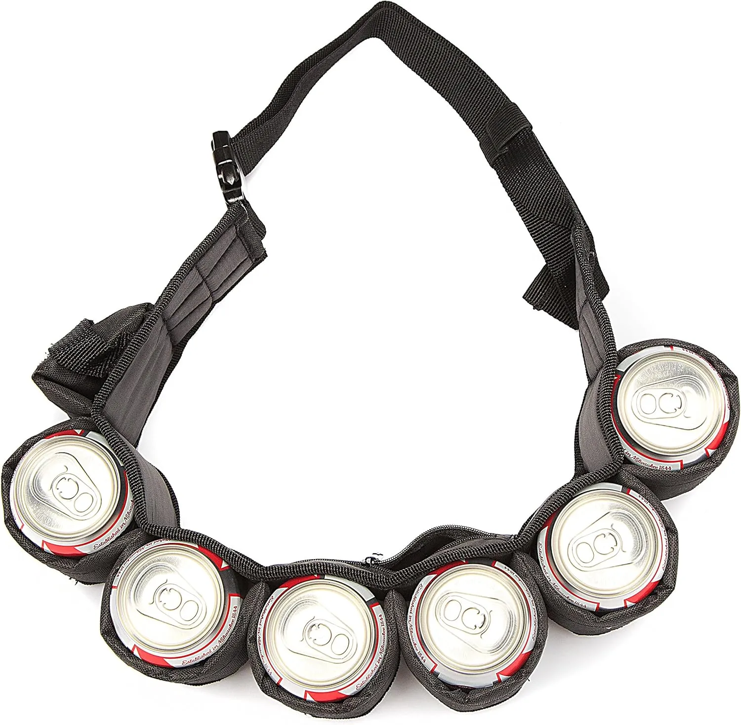 Beer Belt – Insulated 6-Pack Drink Holster with Adjustable Waist Strap, Buckle & Hidden Pocket – Holds 6 Cans or Bottles – Great for Parties, Tailgates, Game Nights & Outdoor Fun – Multiple Colors