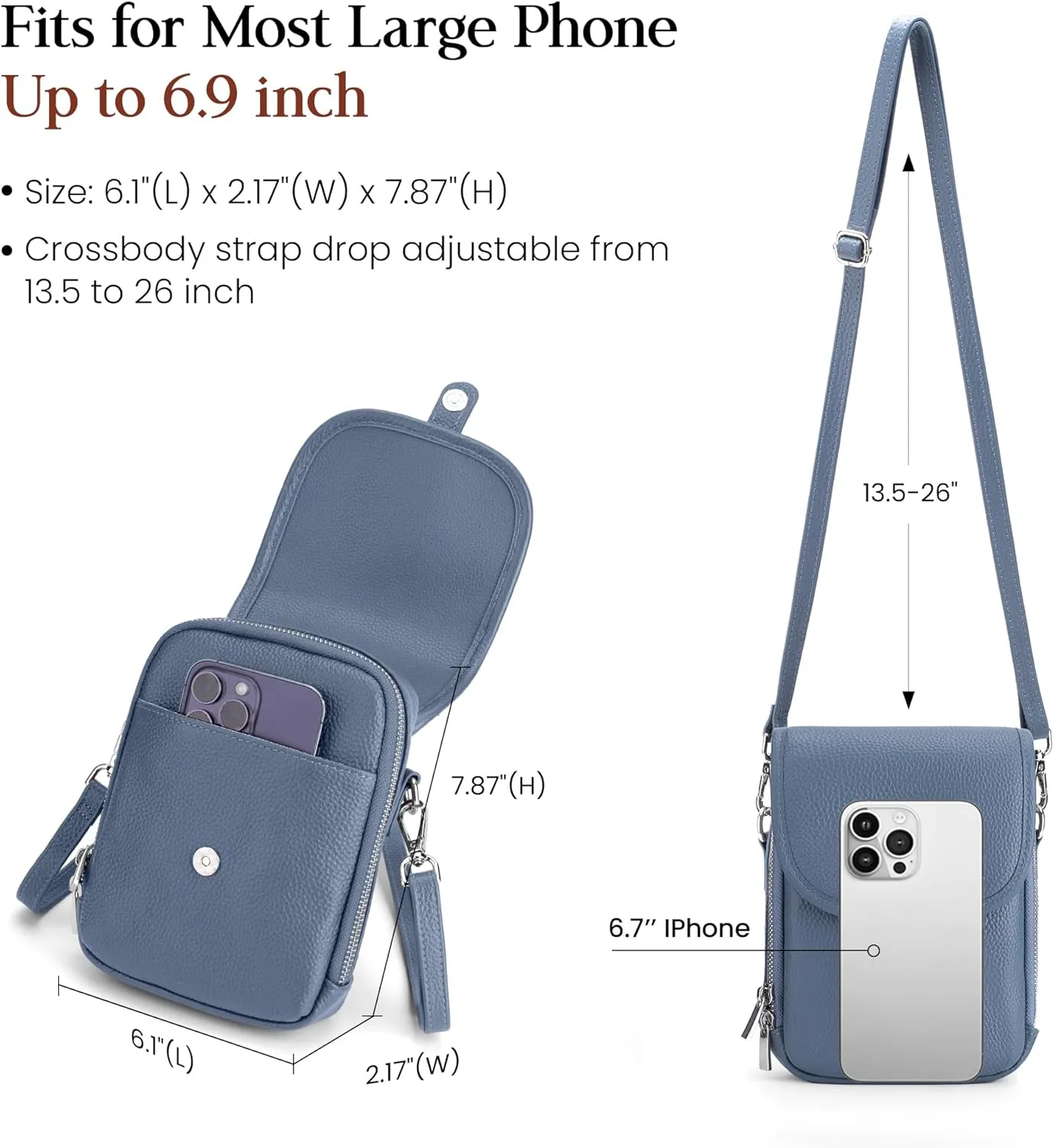 befen Genuine Leather Small Crossbody Bags for Women Cross Body Bag Purses Cell Phone Purse for Travel with RFID Card Slots