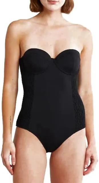 Betsey Johnson Womens Smocked Corset One-Piece Swimsuit Swimwear Bathing Suit