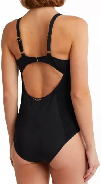 Betsey Johnson Womens Smocked Corset One-Piece Swimsuit Swimwear Bathing Suit