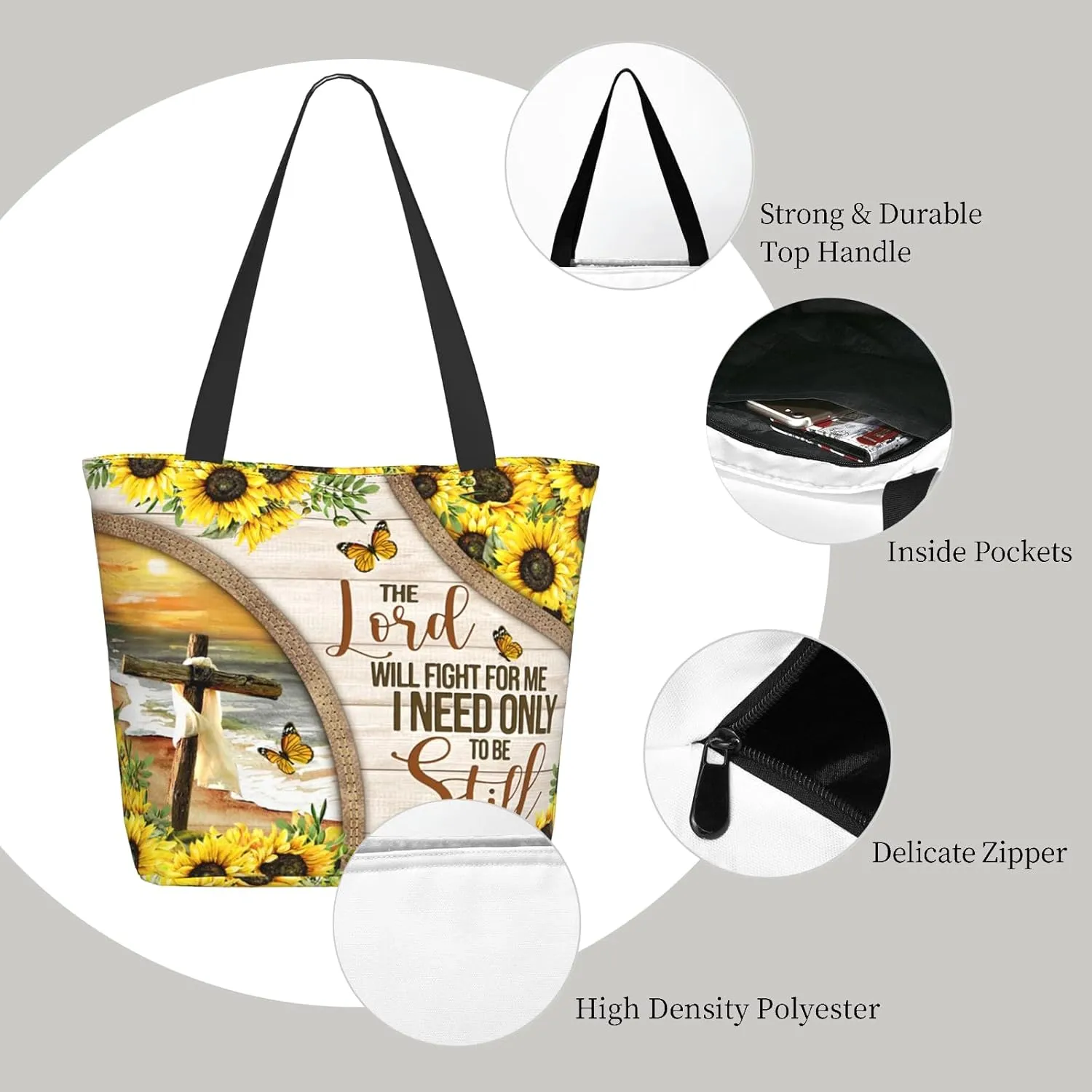 Bible Tote Bags for Women Christian Tote Bag Religious Church Bags for Women Organizer Christian Gift With Zipper