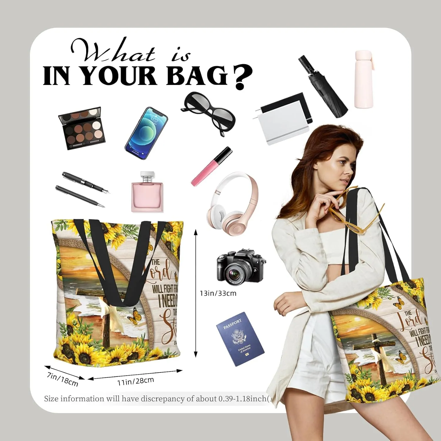 Bible Tote Bags for Women Christian Tote Bag Religious Church Bags for Women Organizer Christian Gift With Zipper