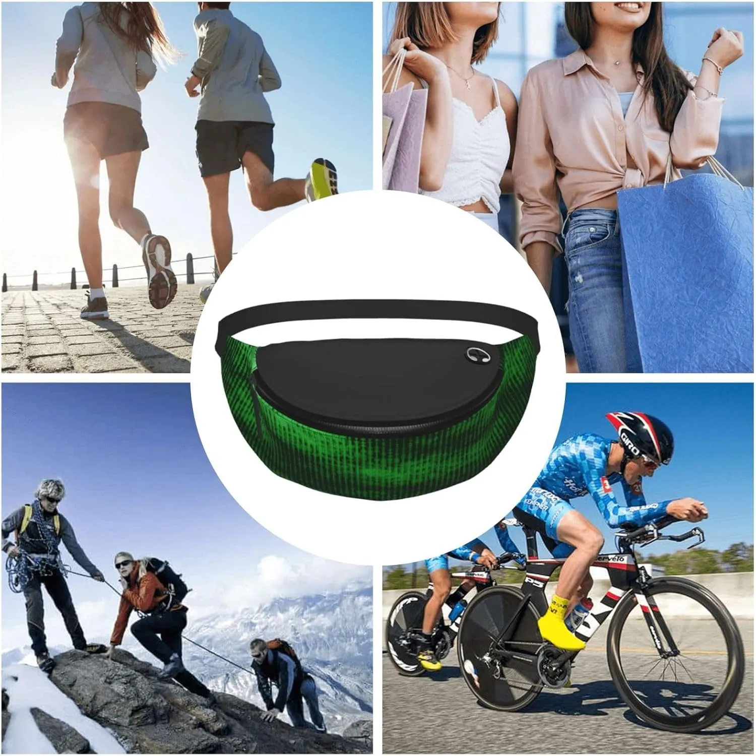 Big Data Green Data Fanny Pack, Crossbody Waist Packs for Women Men Waist Bags with Adjustable Strap for Travel Running Hiking Sport
