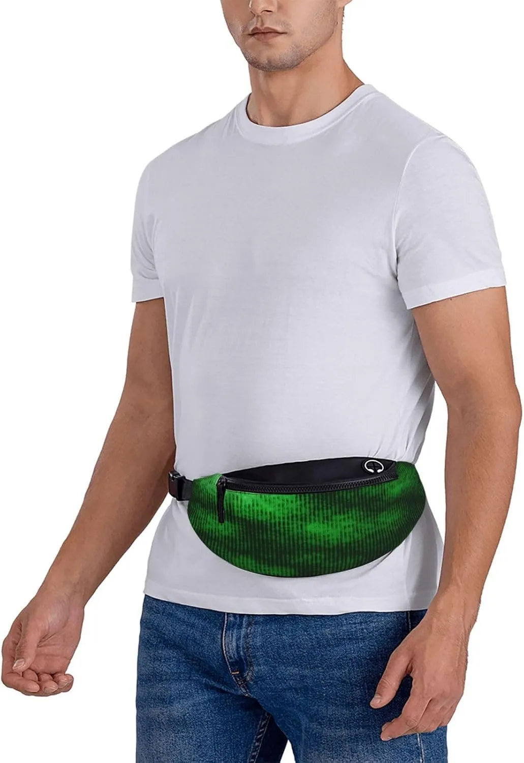 Big Data Green Data Fanny Pack, Crossbody Waist Packs for Women Men Waist Bags with Adjustable Strap for Travel Running Hiking Sport