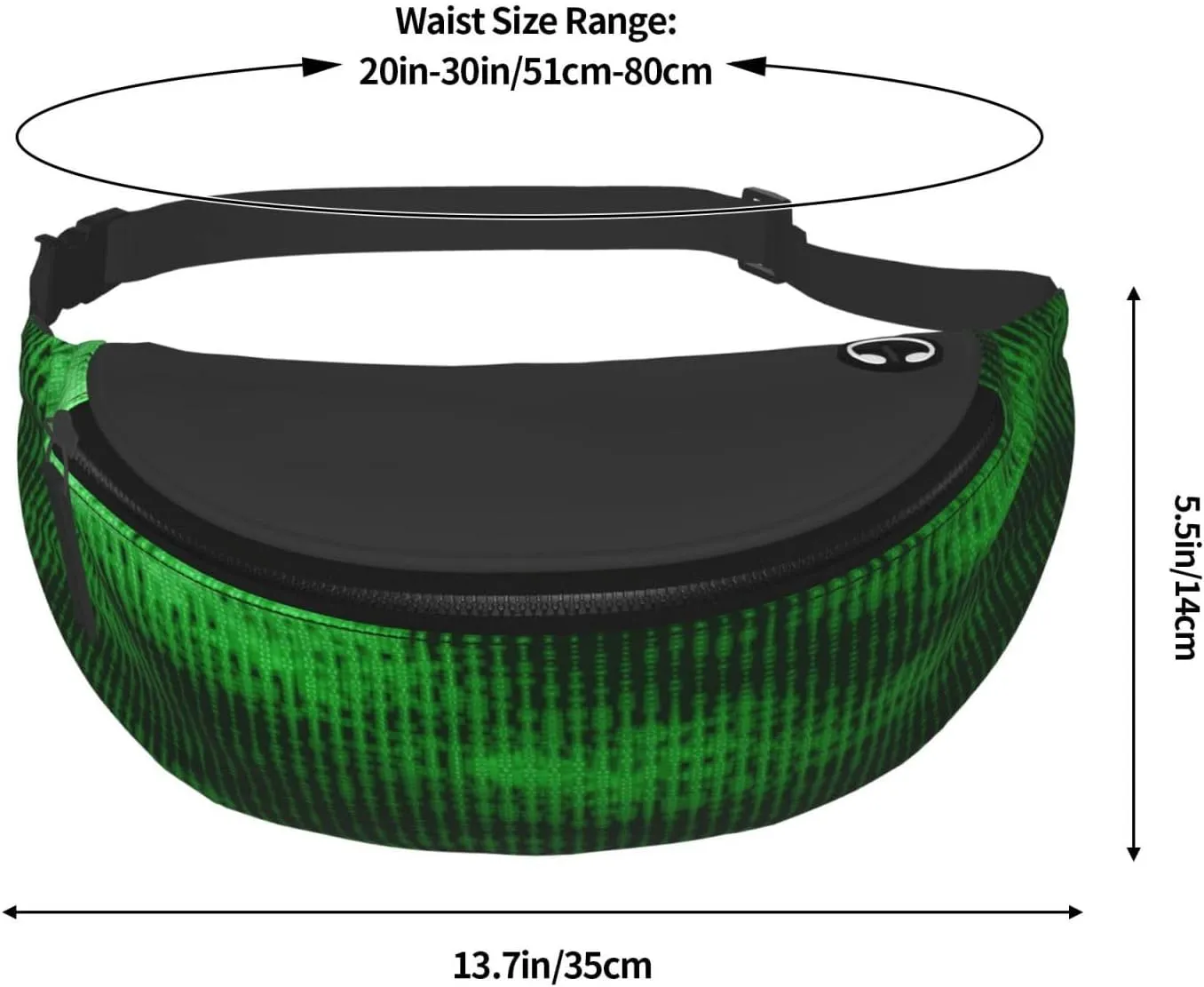 Big Data Green Data Fanny Pack, Crossbody Waist Packs for Women Men Waist Bags with Adjustable Strap for Travel Running Hiking Sport