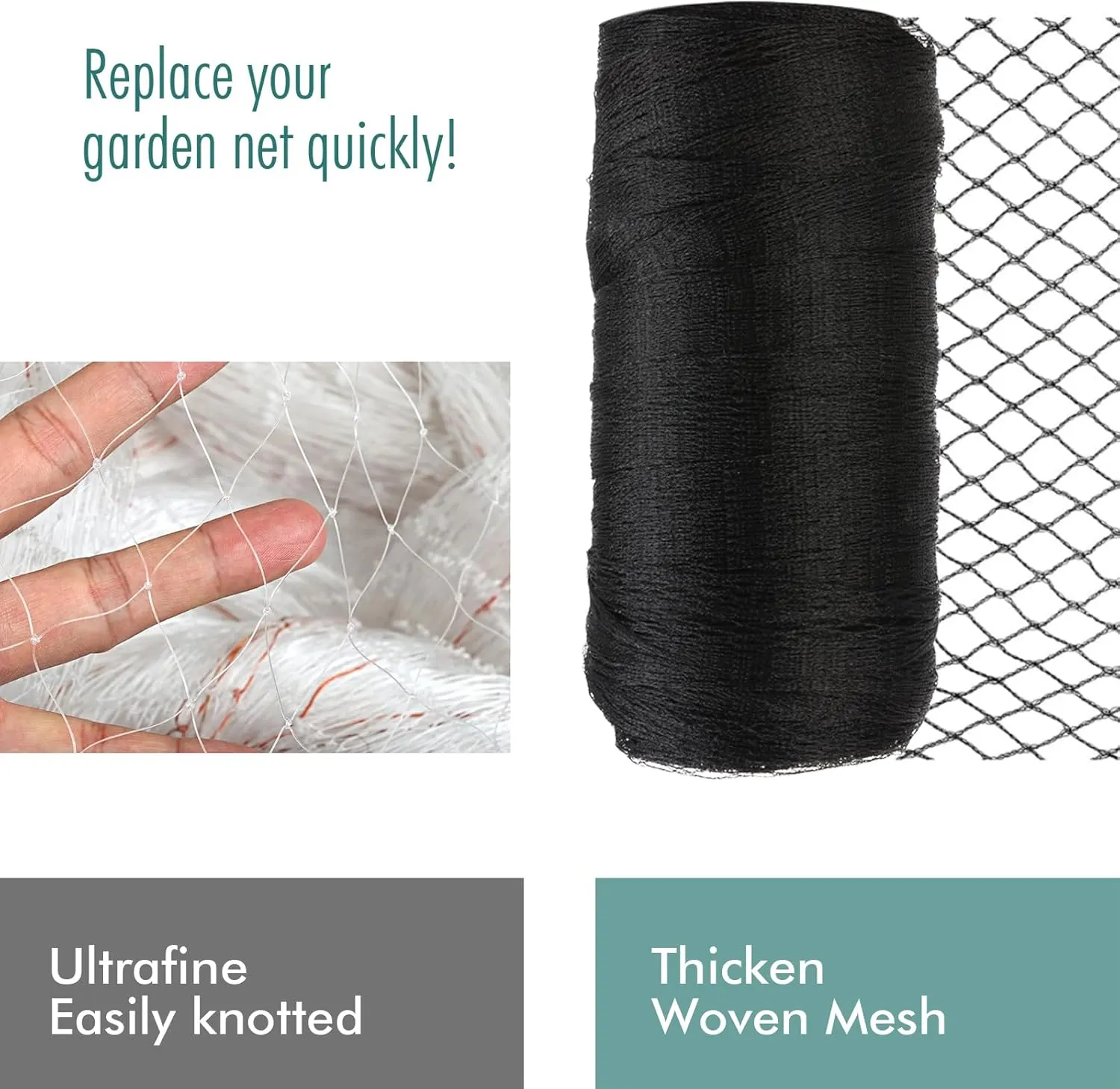 Bird Netting for Garden, Fetanten 13 x 40 FT Heavy Duty Garden Netting Mesh Pest Barrier with Ties and Staples for Vegetable, Fruit Trees, Blueberry Protection Against Birds, Deer, Poultry
