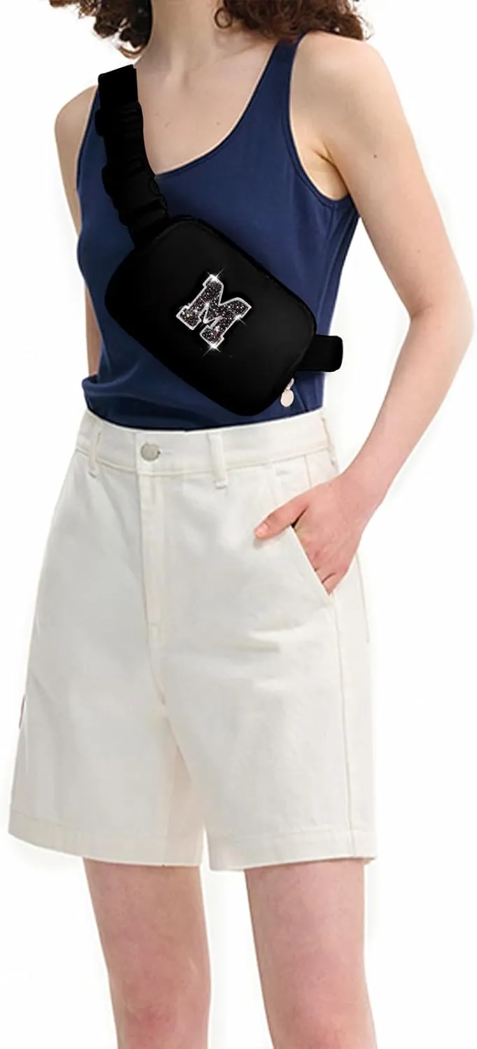 Birthday Gifts for 4 5 6 7 8 9 10 11 12 13 14 Year Old Girls - Fanny Pack Crossbody Bag Purse for Girls Kids Teens Daughter Sister,Personalized Belt Bag Cute Trendy Stuff | M,Black Bag