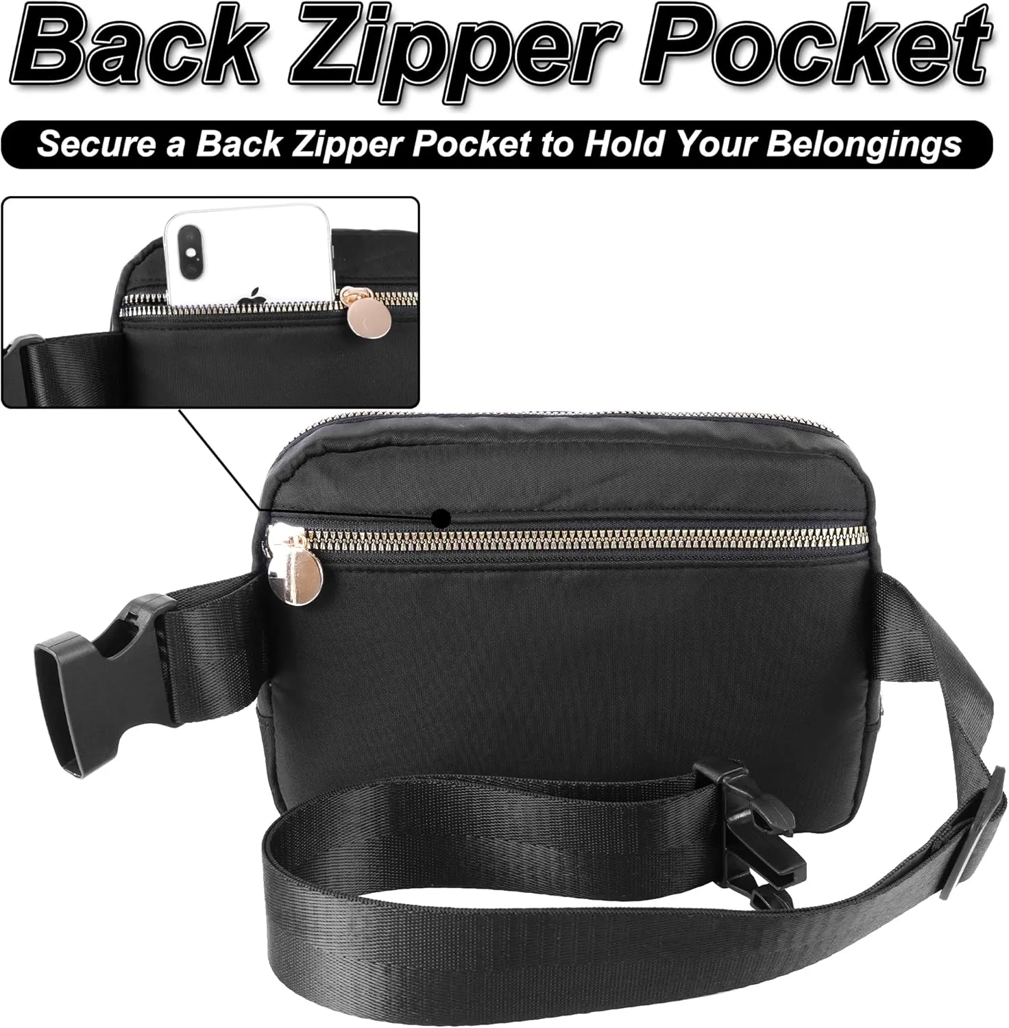 Birthday Gifts for 4 5 6 7 8 9 10 11 12 13 14 Year Old Girls - Fanny Pack Crossbody Bag Purse for Girls Kids Teens Daughter Sister,Personalized Belt Bag Cute Trendy Stuff | M,Black Bag