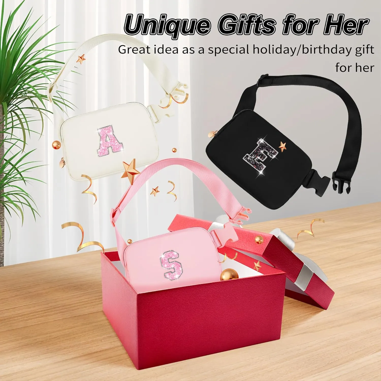 Birthday Gifts for 4 5 6 7 8 9 10 11 12 13 14 Year Old Girls - Fanny Pack Crossbody Bag Purse for Girls Kids Teens Daughter Sister,Personalized Belt Bag Cute Trendy Stuff | M,Black Bag