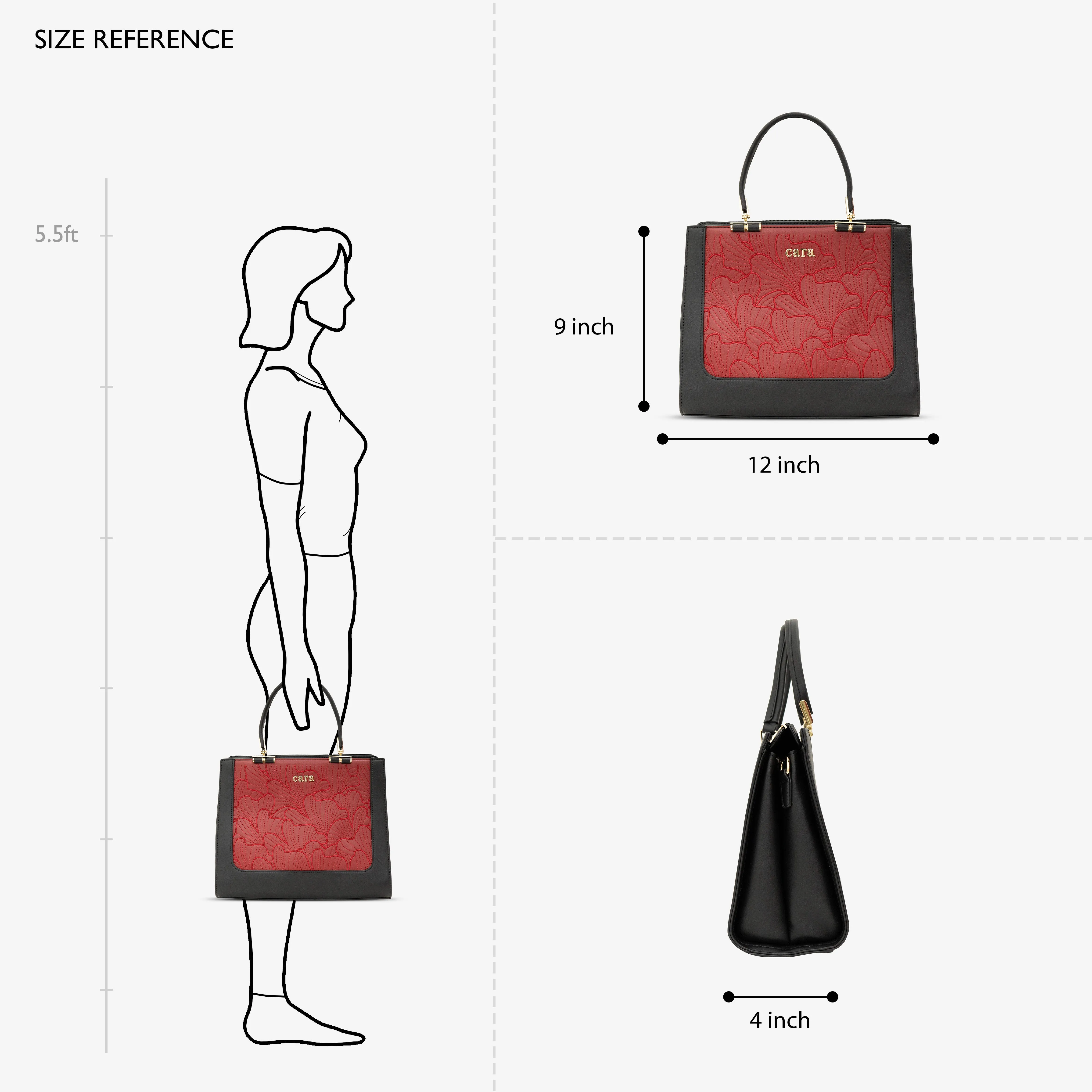 Black Floral Eclipse Handbag | Cara