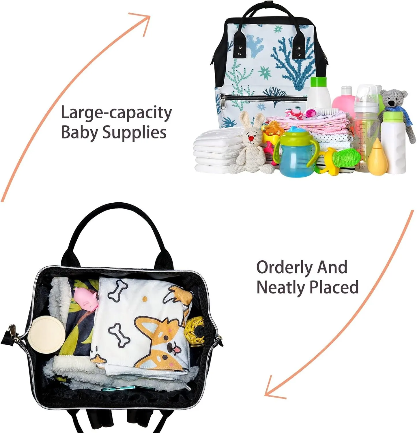 Blue Green Corals Seaweed Diaper Bag Backpack Waterproof Backpack Baby Nappy Changing Bag for Travel Large Capacity Durable and Stylish for Woman