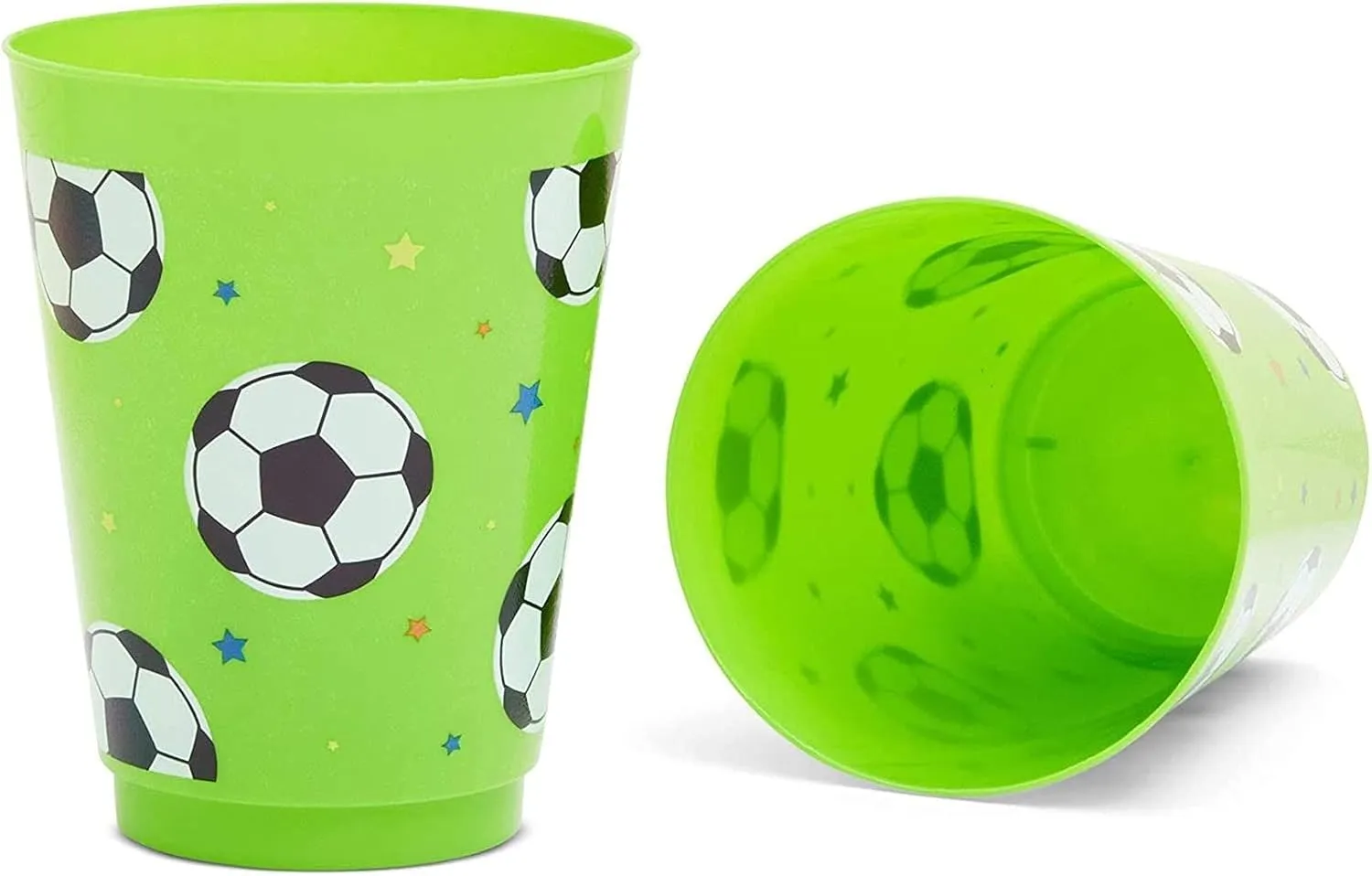 BLUE PANDA Soccer Reusable Plastic Party Cups – Pack of 16 – Green