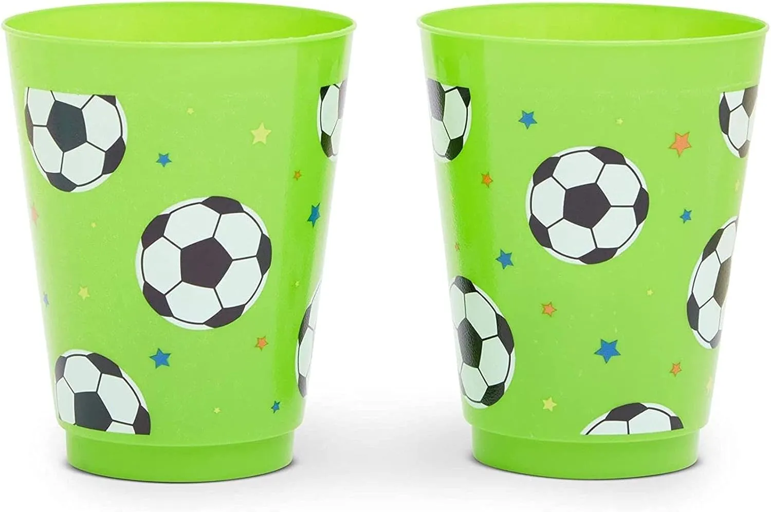 BLUE PANDA Soccer Reusable Plastic Party Cups – Pack of 16 – Green