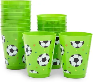 BLUE PANDA Soccer Reusable Plastic Party Cups – Pack of 16 – Green