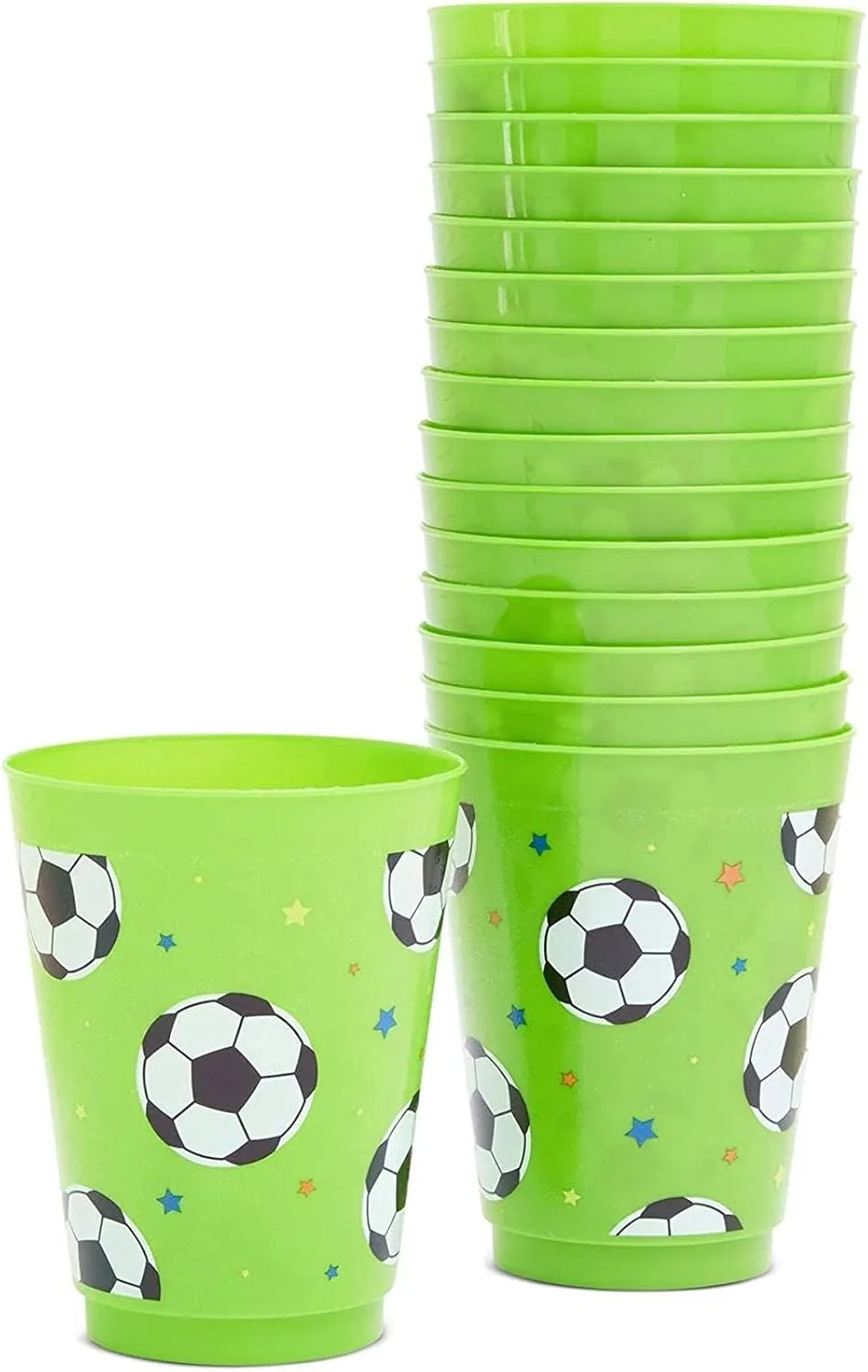 BLUE PANDA Soccer Reusable Plastic Party Cups – Pack of 16 – Green