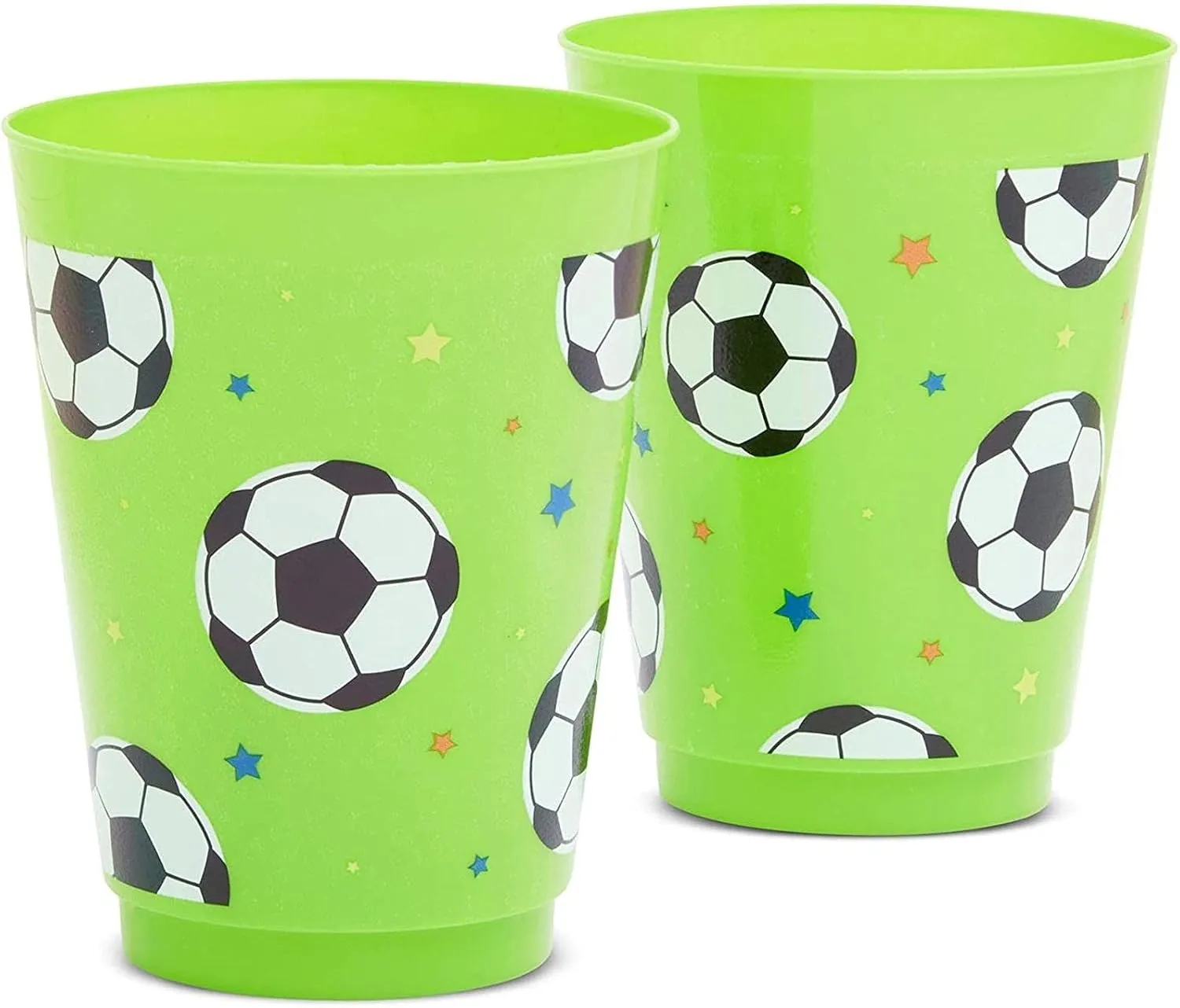 BLUE PANDA Soccer Reusable Plastic Party Cups – Pack of 16 – Green
