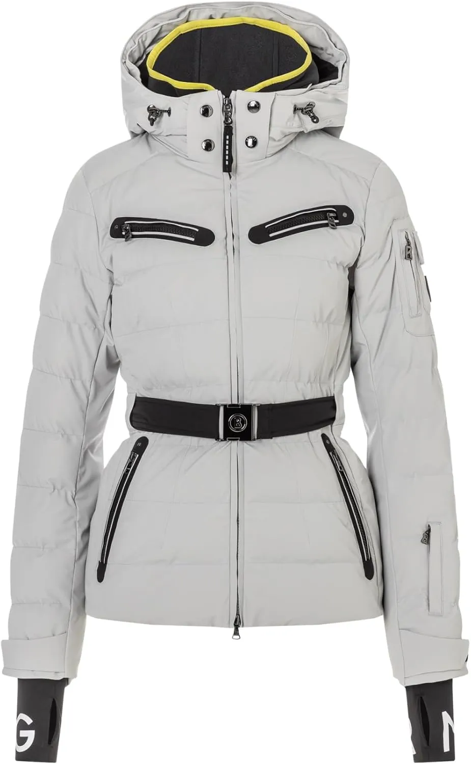 Bogner Ellya-T Women's Stretch Belted Ski Jacket, Light Grey, US 4 (EU 34)