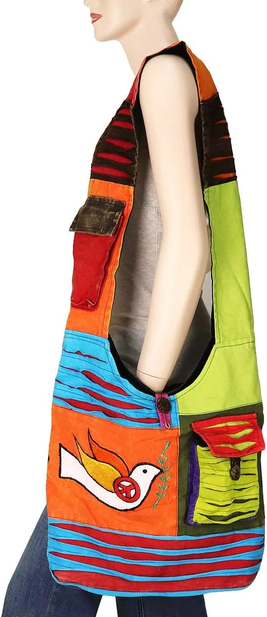 Bohemian Hippie Crossbody Shoulder Bag Sling Slouch Hobo Cotton Handmade Variety Patterns