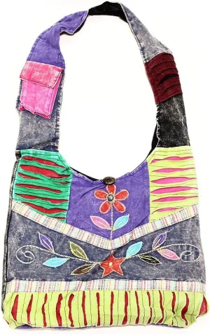 Bohemian Hippie Crossbody Shoulder Bag Sling Slouch Hobo Cotton Handmade Variety Patterns