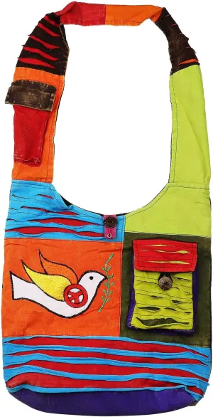 Bohemian Hippie Crossbody Shoulder Bag Sling Slouch Hobo Cotton Handmade Variety Patterns
